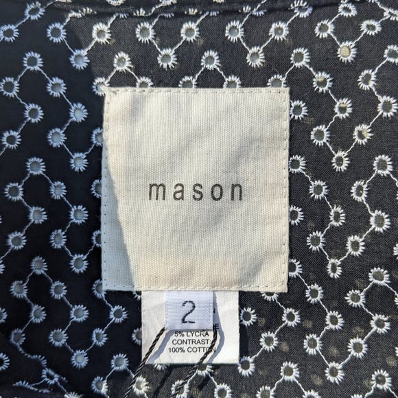 MASON by MICHELLE MASON Black Eyelet Lace & Velvet Swing 50s Look Midi Dress Sz2 - Picture 5 of 12